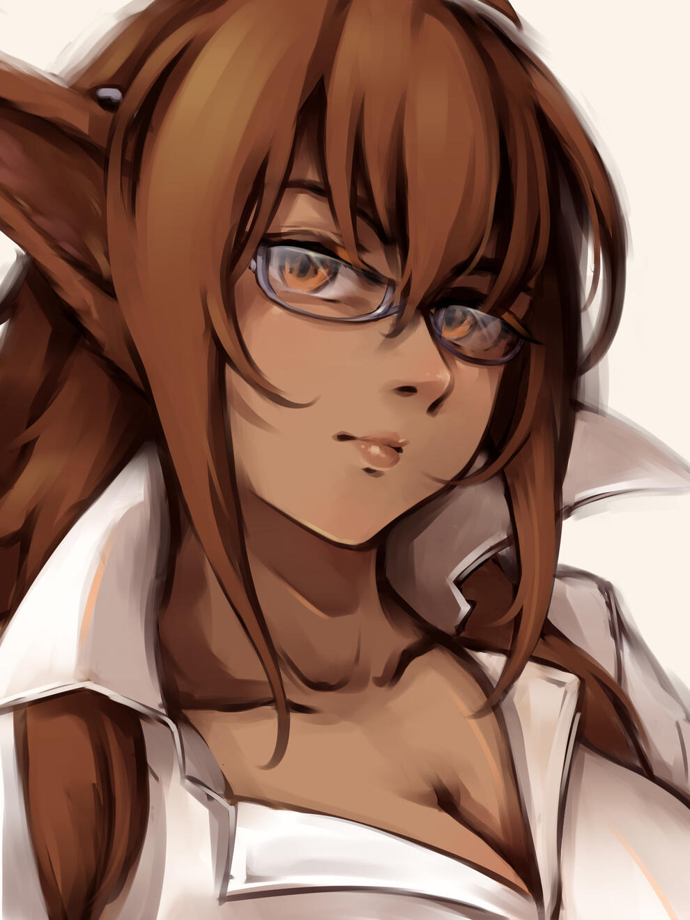 Digital art of Larissa Manda, who is wearing glasses.