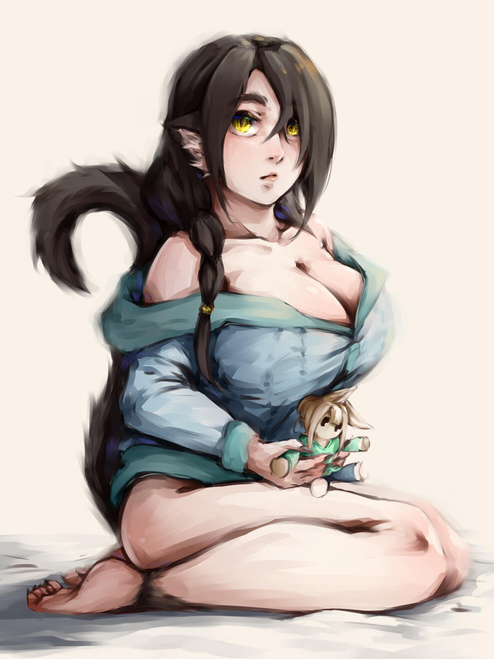 Digital art of Melissa Manda in a w-sitting position.